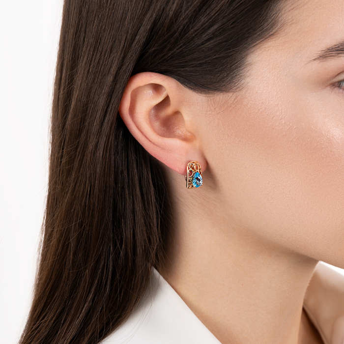 Золотые серьги с топазом. Артикул 540267/01/0/7419