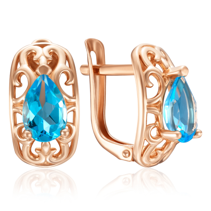Золотые серьги с топазом. Артикул 540267/01/0/7419