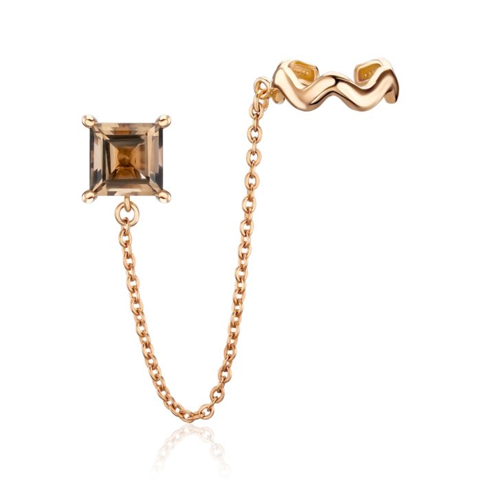 Золота моно-сережка з раухтопазом 540273/01/0/7824