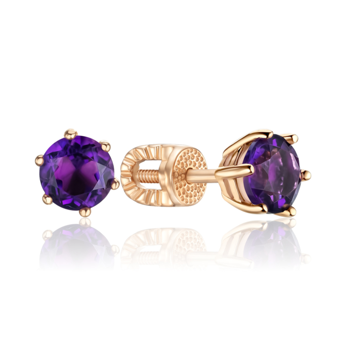 Золотые серьги с аметистом 540275/01/0/5758
