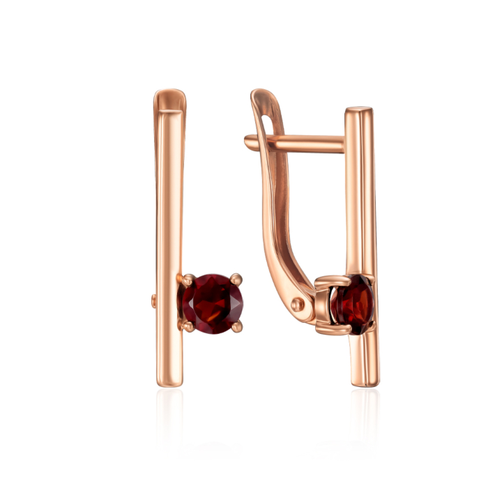 Золоті сережки з гранатом. Артикул 540279/01/0/5300