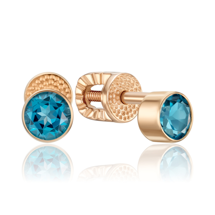 Золоті сережки-пусети з топазом 540283/01/0/7072