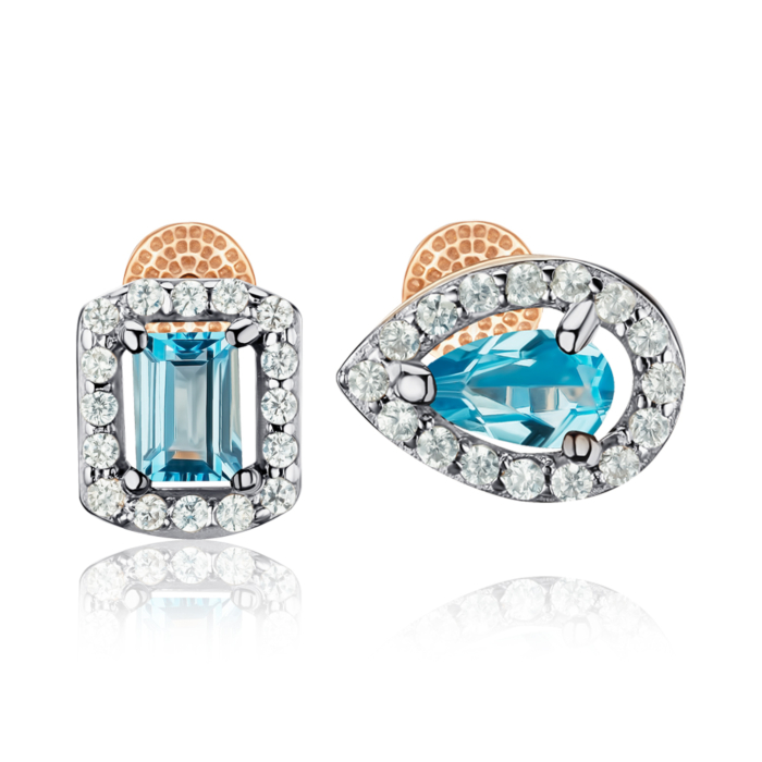 Золотые серьги с топазом и фианитами 540284/01/1/7947