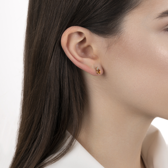 Золоті пусети з цитрином та фіанітами. Артикул 540289/01/1/7920