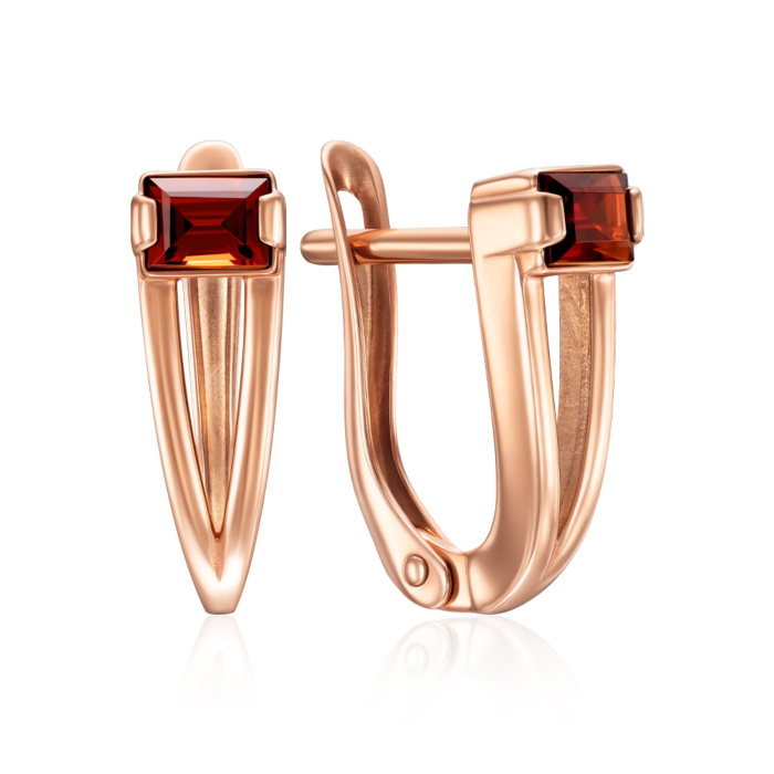 Золоті сережки з гранатом. Артикул 540300/01/0/7839