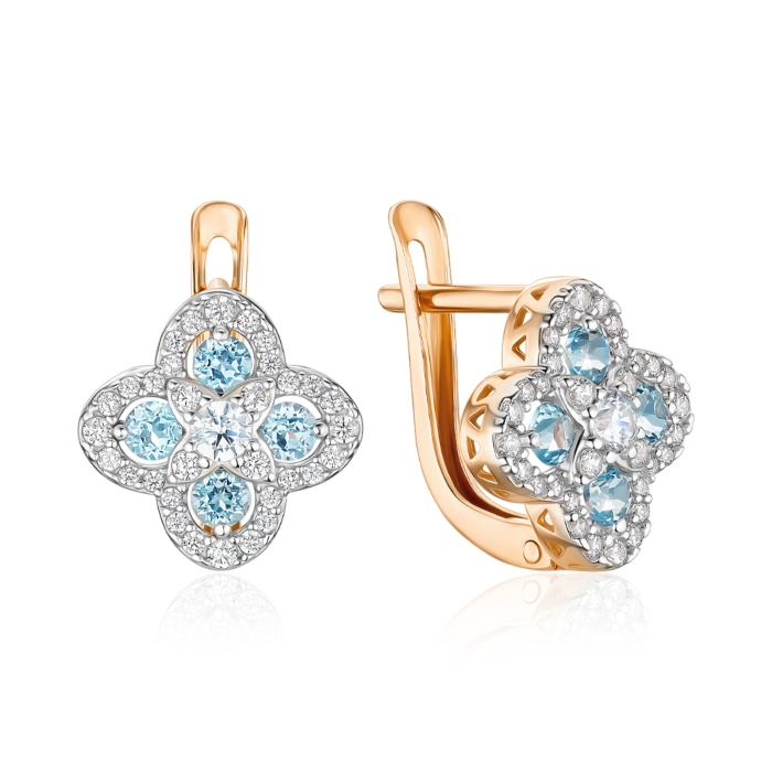 Золоті сережки з топазами та фіанітами 540308/01/1/16181