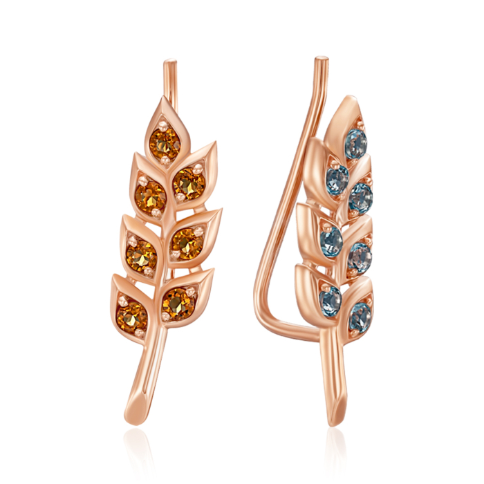 Золотые каффы с цитрином и топазом. Артикул 540309/01/0/16150