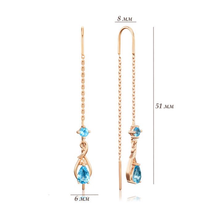 Золоті сережки-протяжки з топазами 540315/01/0/16175