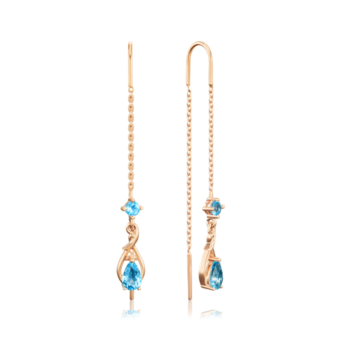 Золоті сережки-протяжки з топазами 540315/01/0/16175