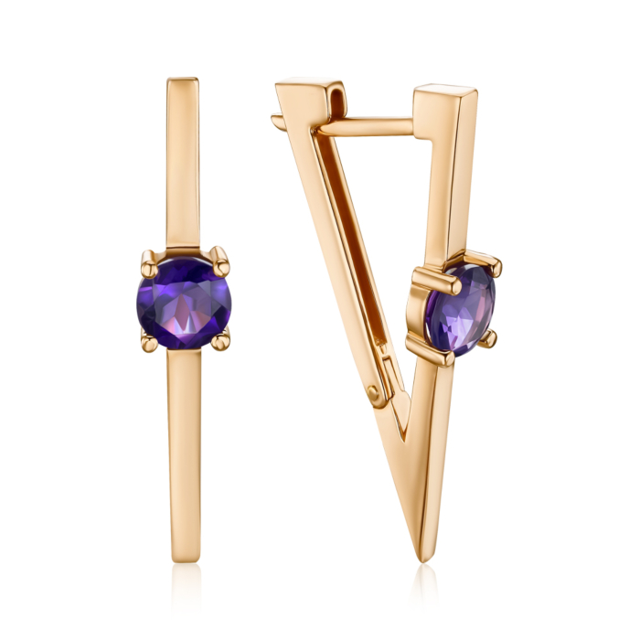 Золоті сережки з аметистом 540319/01/0/5758