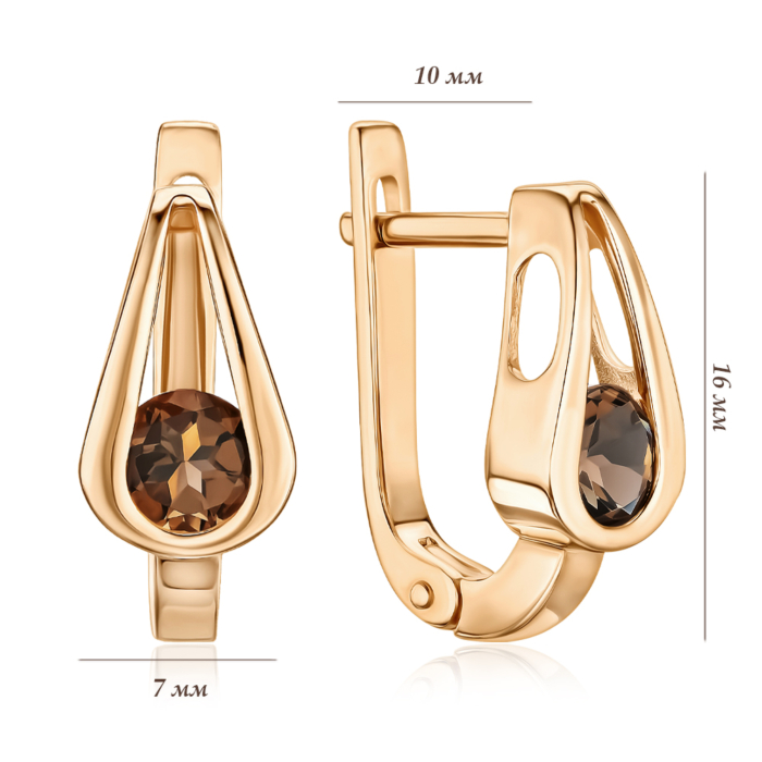 Золоті сережки з раух-топазом. Артикул 540320/01/0/5130