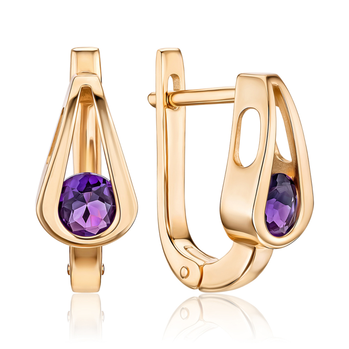 Золотые серьги с аметистом. Артикул 540320/01/0/5758