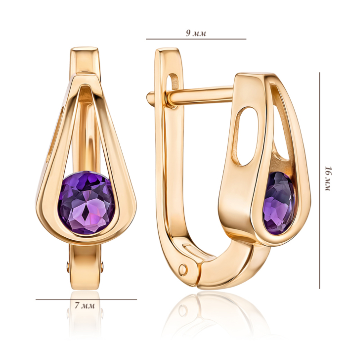 Золотые серьги с аметистом. Артикул 540320/01/0/5758