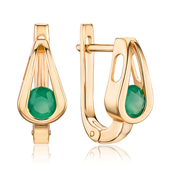 Золоті сережки з агатом. Артикул 540320/01/0/5911