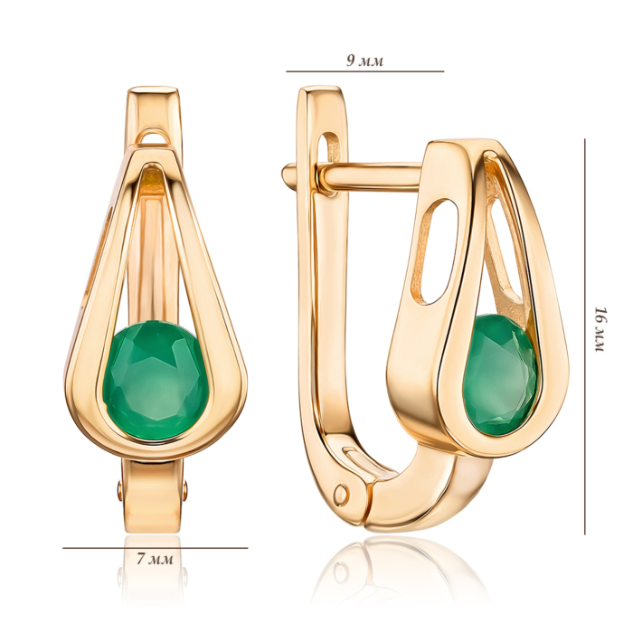 Золоті сережки з агатом. Артикул 540320/01/0/5911
