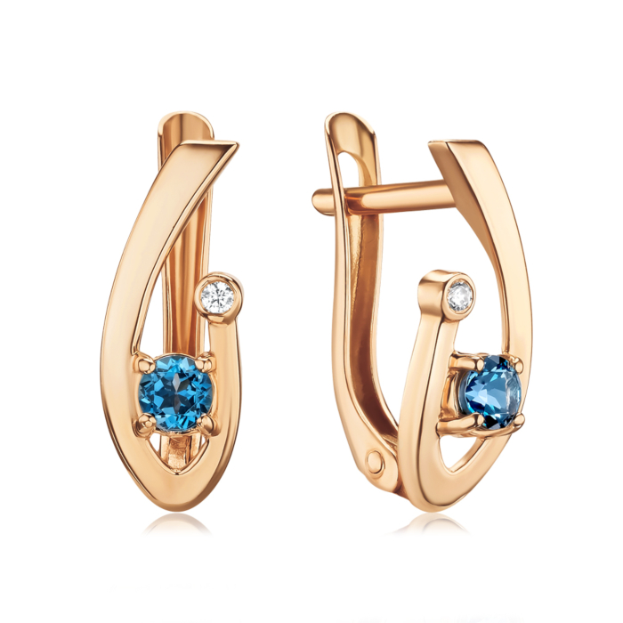 Золоті сережки з топазом та фіанітом. Артикул 540322/01/0/16212