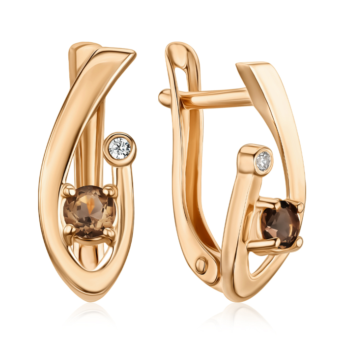 Золоті сережки з раух-топазом. Артикул 540322/01/0/5126