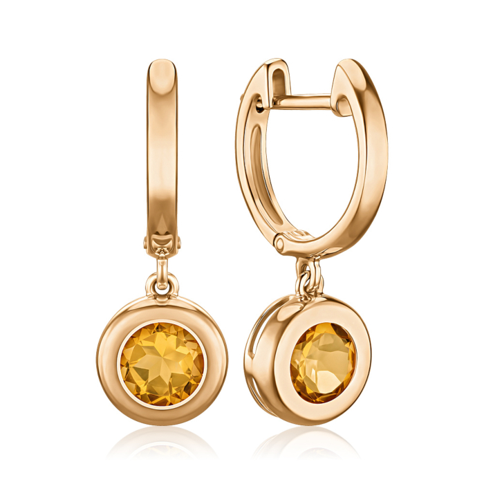Золотые серьги с цитрином 540323/01/0/5207