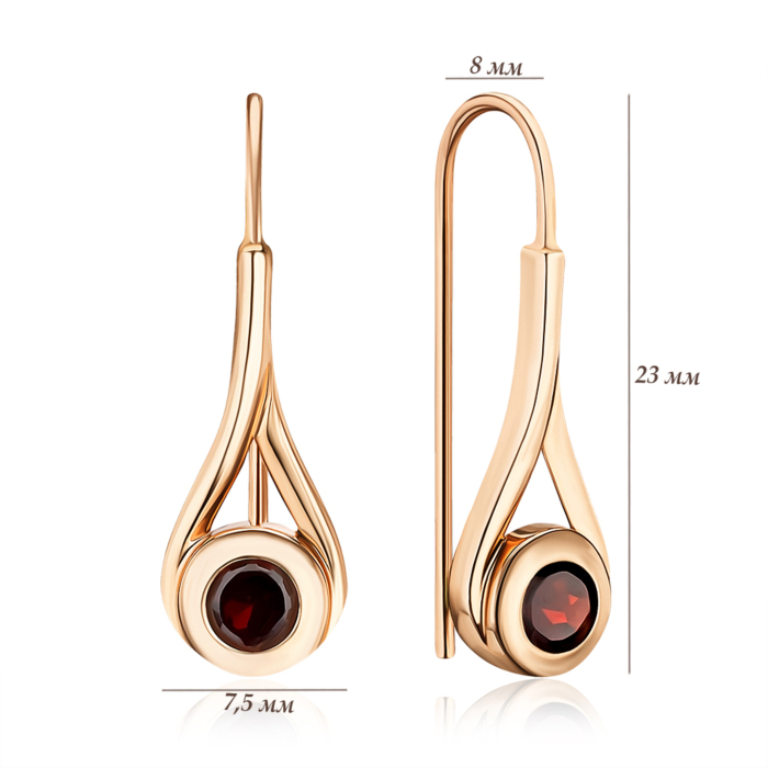 Золоті сережки з гранатом. Артикул 540324/01/0/5300