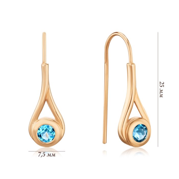Золоті сережки з топазом. Артикул 540324/01/0/5436