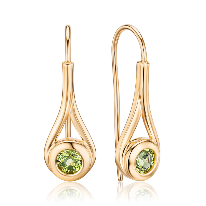 Золоті сережки з хризолітом. Артикул 540324/01/0/5764