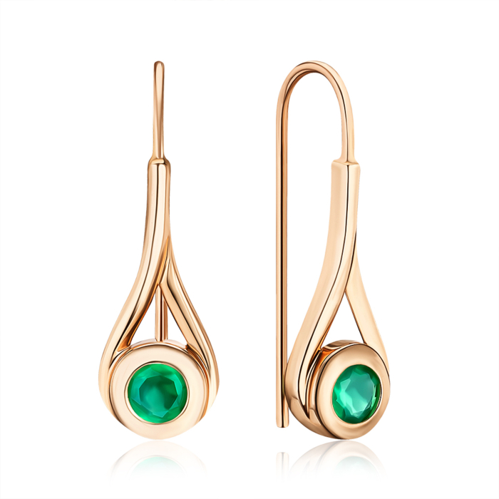 Золоті сережки з агатом. Артикул 540324/01/0/6252