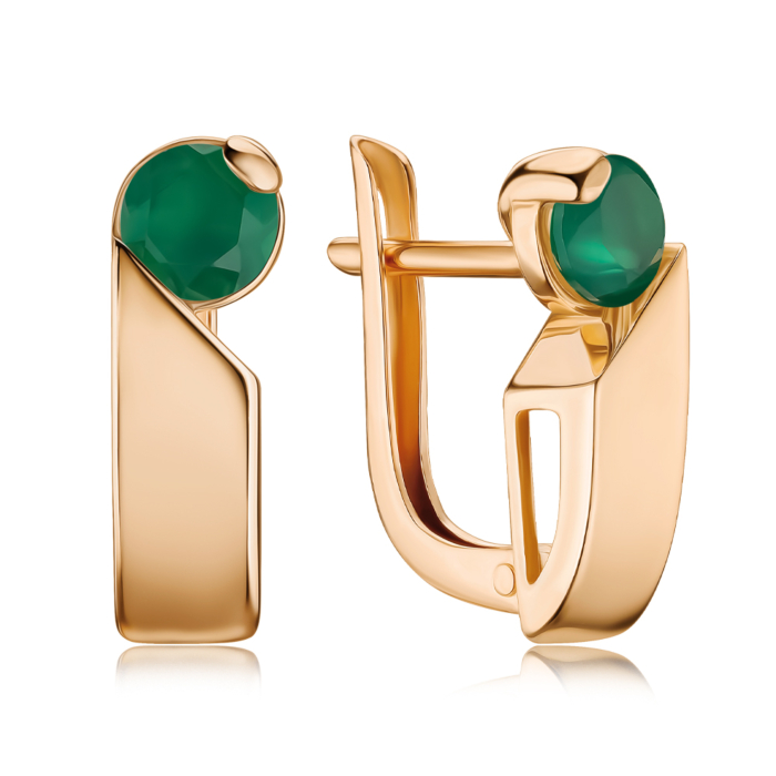 Золоті сережки з агатом 540327/01/0/16277