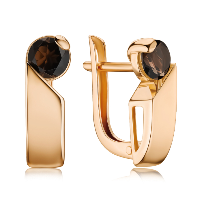 Золотые серьги с раухтопазом 540327/01/0/5135