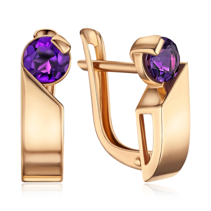 Золоті сережки з аметистом 540327/01/0/5789