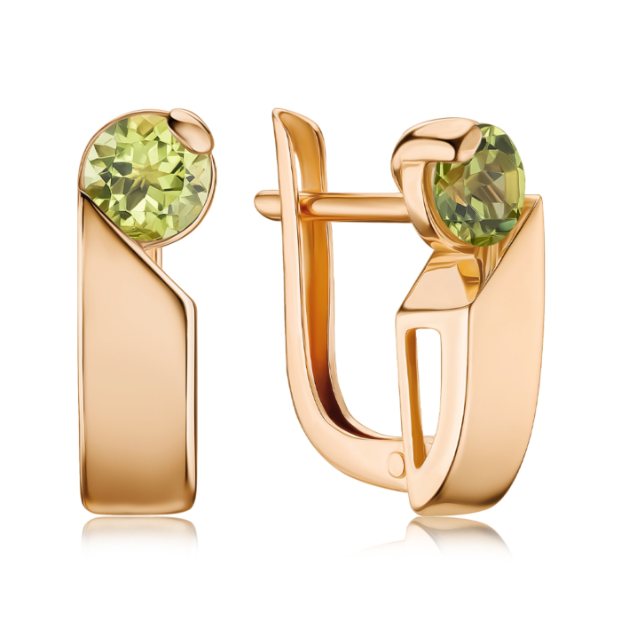 Золотые серьги с хризолитом 540327/01/0/7407