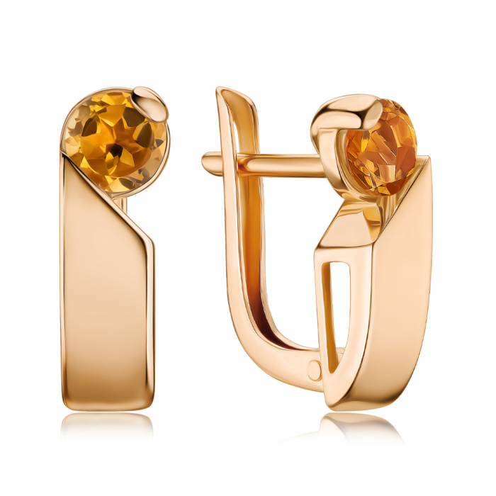 Золоті сережки з цитрином 540327/01/0/7668