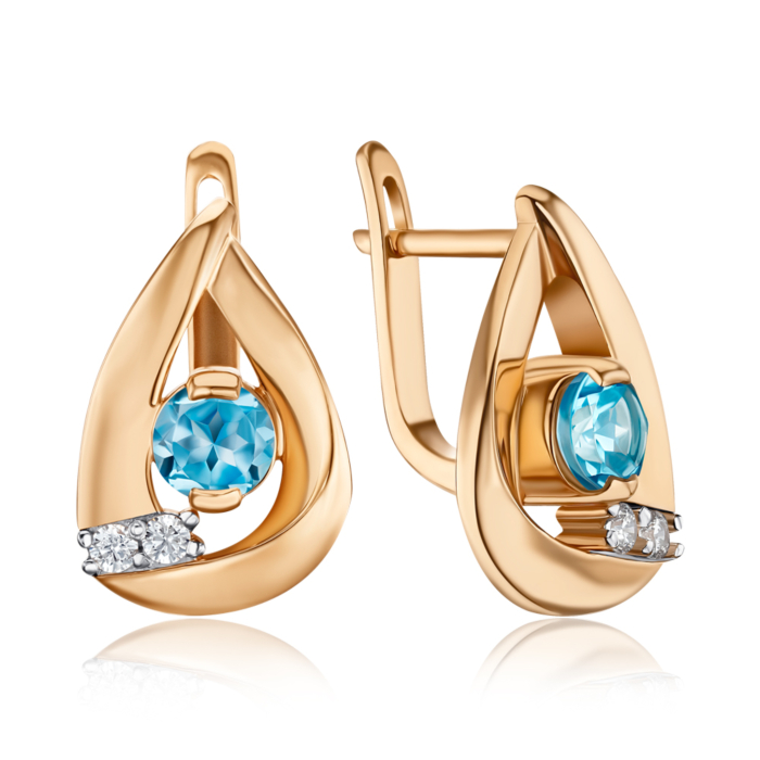 Золоті сережки з топазом та фіанітами 540329/01/1/5200