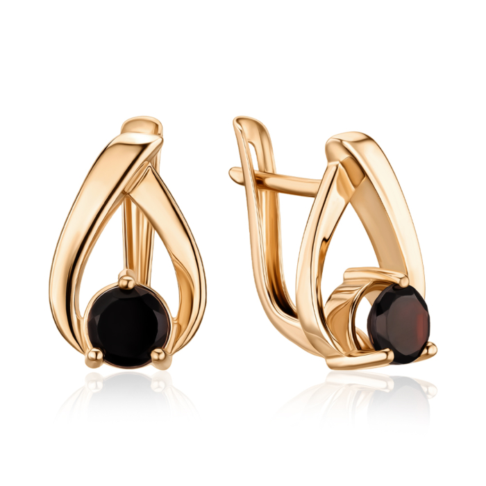 Золотые серьги с гранатом. Артикул 540330/01/0/5086