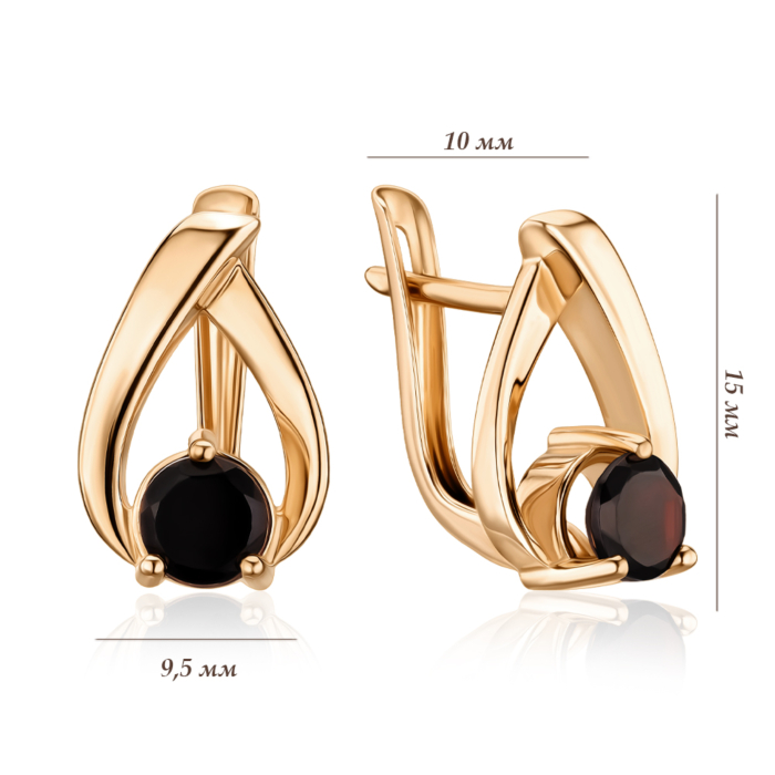 Золотые серьги с гранатом. Артикул 540330/01/0/5086