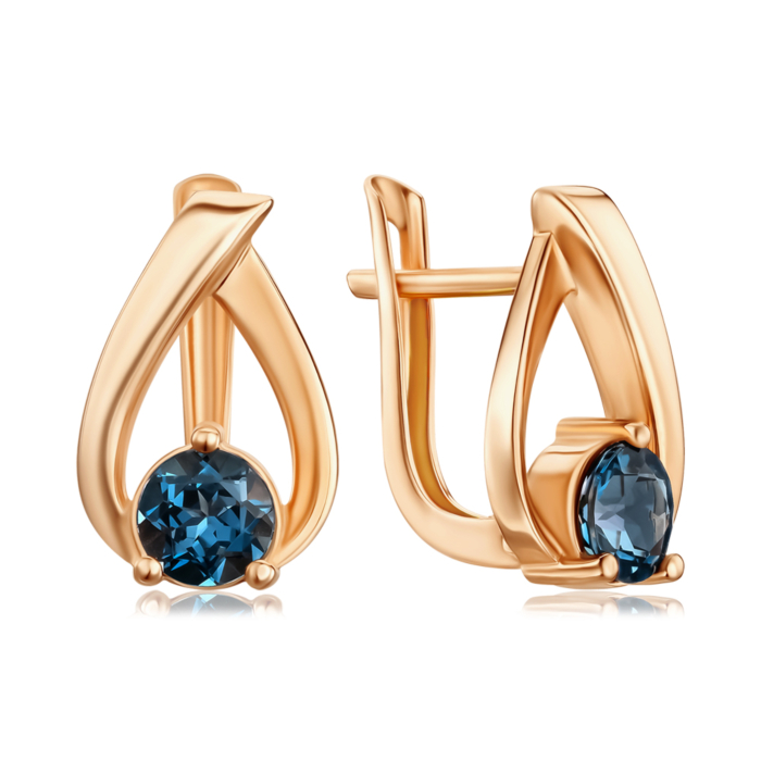 Золотые серьги с топазом London. Артикул 540330/01/0/5511