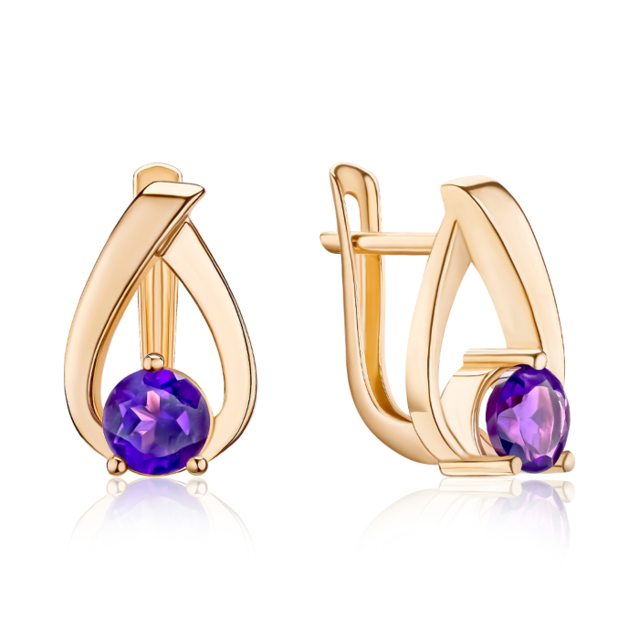 Золотые серьги с аметистом. Артикул 540330/01/0/5758