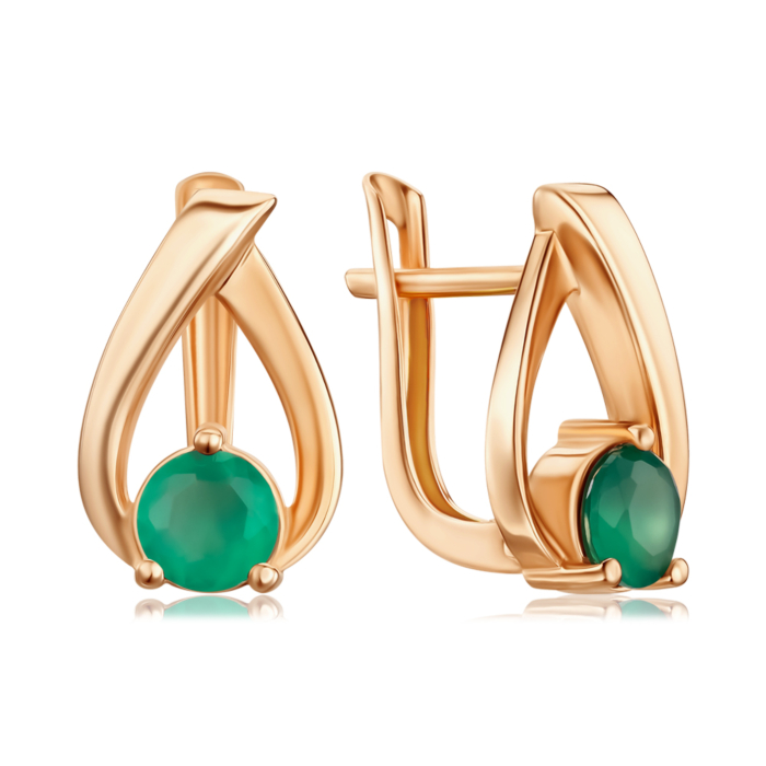 Золоті сережки з агатом. Артикул 540330/01/0/5911