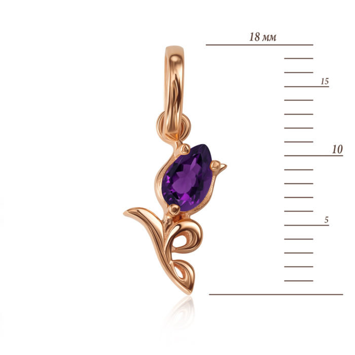 Золотая подвеска «Тюльпан» с аметистом. Артикул 550003/ам