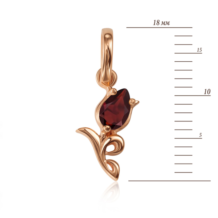 Золота підвіска «Тюльпан» з гранатом. Артикул 550003/гр