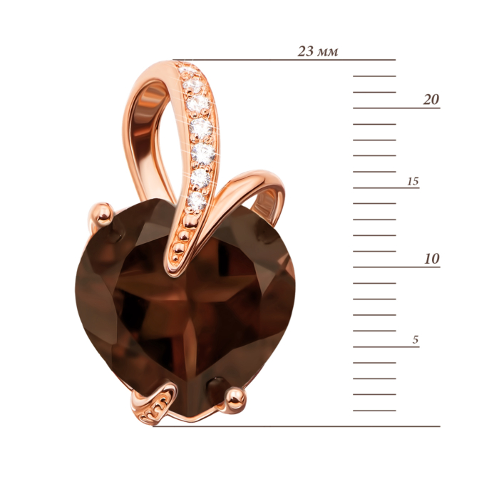 Золота підвіска з раухтопазом і фіанітами. Артикул 550042/раух к