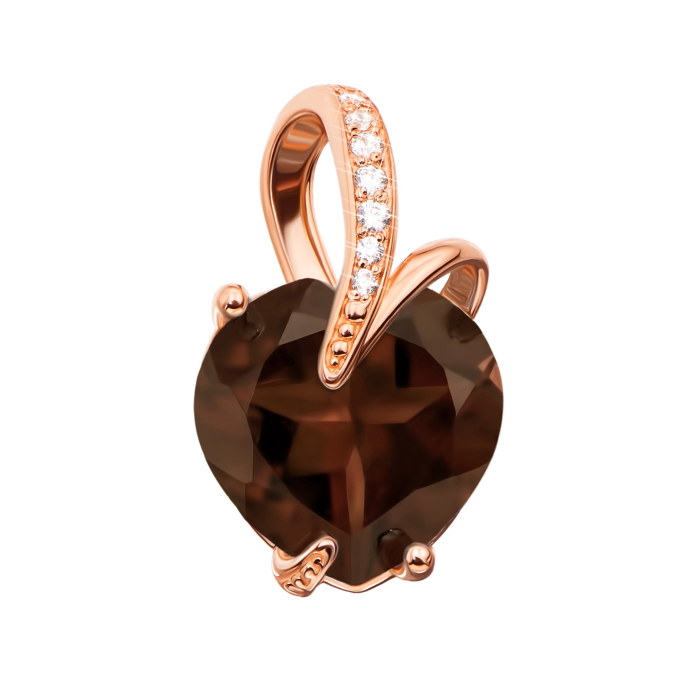 Золота підвіска з раухтопазом і фіанітами. Артикул 550042/раух к