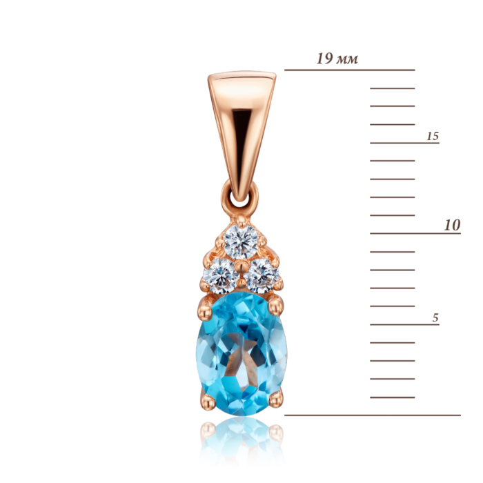 Золота підвіска з топазом і фіанітами. Артикул 550043/топ к