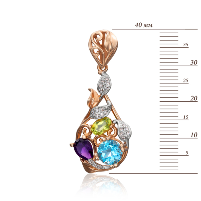 Золота підвіска з міксом напівдорогоцінного каміння. Артикул 550050/01/1/5387