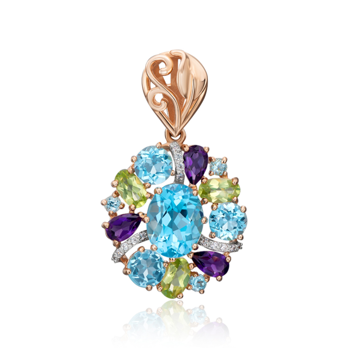 Золота підвіска з міксом напівдорогоцінного каміння (550052/01/1/5469)