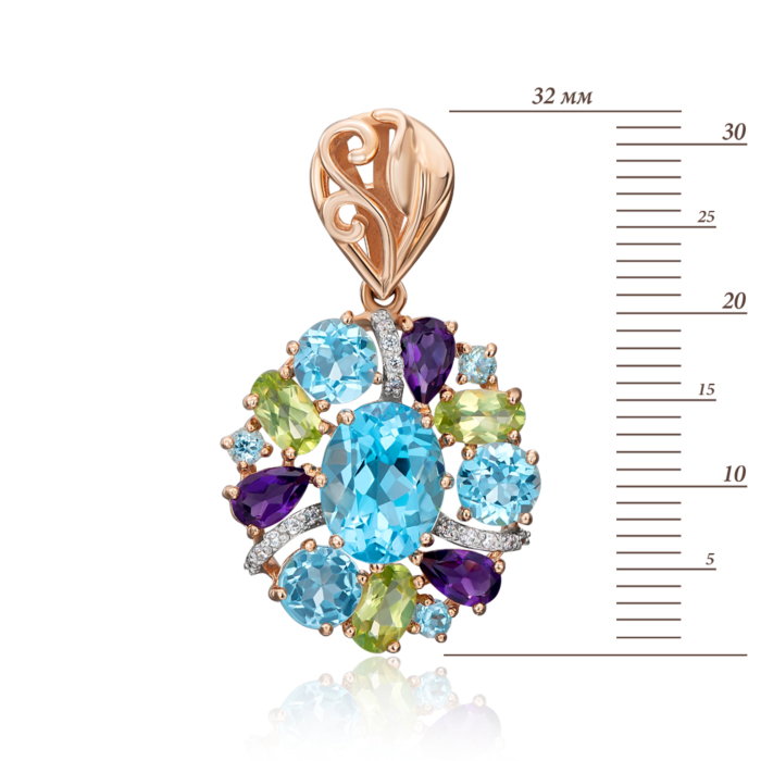 Золота підвіска з міксом напівдорогоцінного каміння (550052/01/1/5469)