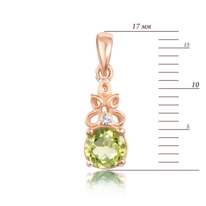 Золота підвіска з хризолітом і фіанітом. Артикул 550059/01/0/5886