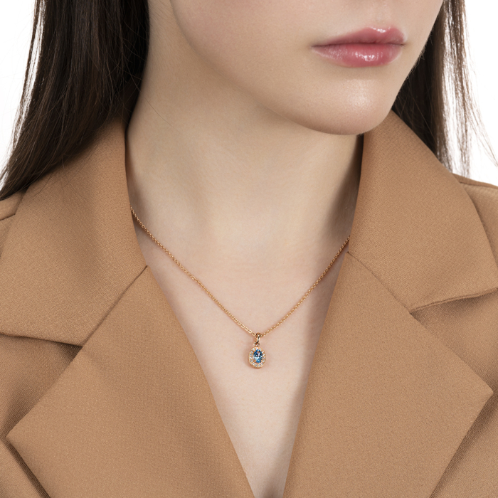 Золота підвіска з топазом Swiss та фіанітами. Артикул 550060/01/0/5001