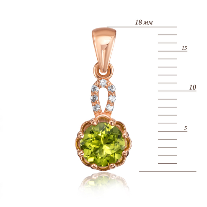 Золота підвіска з хризолітом та фіанітами. Артикул 550071/01/0/6295