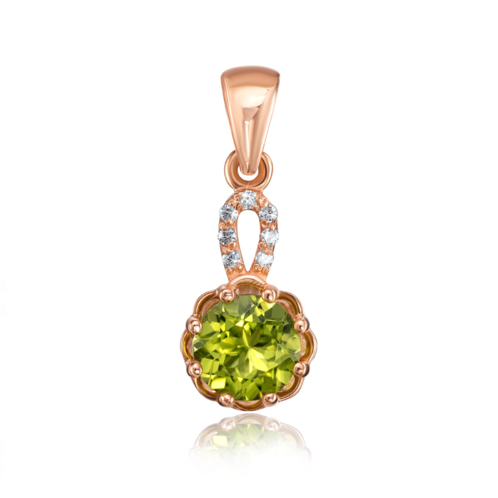 Золота підвіска з хризолітом та фіанітами. Артикул 550071/01/0/6295