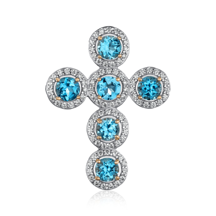 Золотой крестик с топазами и фианитами 550109/01/1/5776